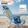 Overmont Low Beach Chair with Cooler Bag - 6-Positions Lay