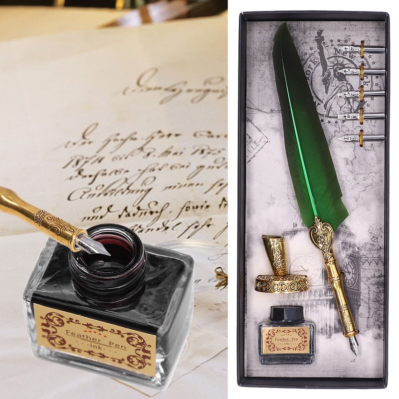 Feather Pen Exquisite Vintage Elegant Stainless Steel Smoothly Writing Wear