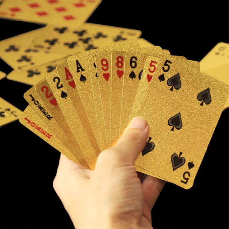 Show Me Baraja Naipes Impermeable Lámina Oro Y Plateado