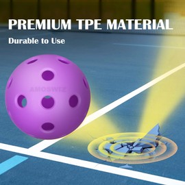 Amoswiz Indoor Pickleball Balls, 6 Pack of 26 Holes Pickleballs, Purple Indoor Pickleballs Set, High Visibility Durable Pickle Balls for Training and Tournament