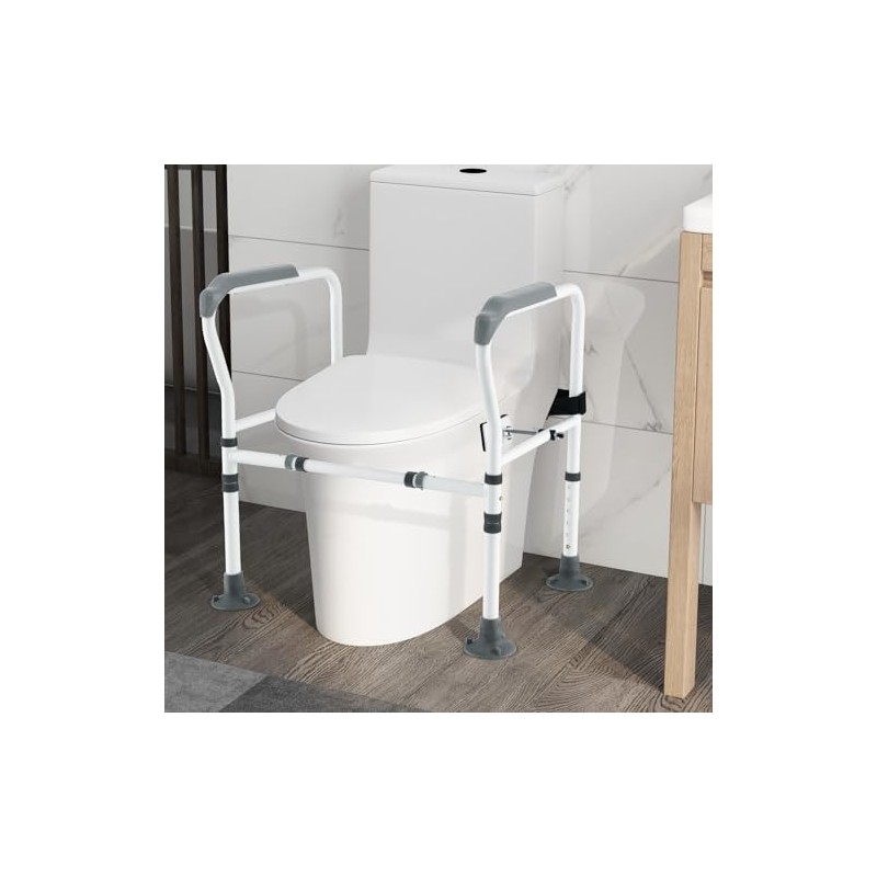 COSTWAY Foldable Toilet Safety Frame, Height & Width Adjustable Toilet