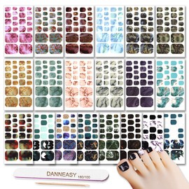 Toenail Polish Strips Marbling Print, DANNEASY 20 Sheets Adhesive Nail Stickers Full Nail Wraps Manicure Kit 1Pc Nail File, Cuticle Stick