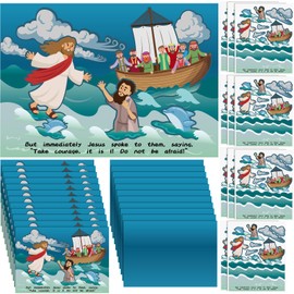 MotiMind 24 Set Jesus Walk on Water Scenes Craft Kit Religious Stickers for Kids DIY Christian Catholic Bible Craft Faith Jesus Craft for Sunday School Activities Gifts