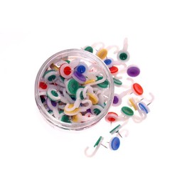 Whitecroft Essentials Tubs Hook Push Pins - Assorted Colours (Pack of 100)
