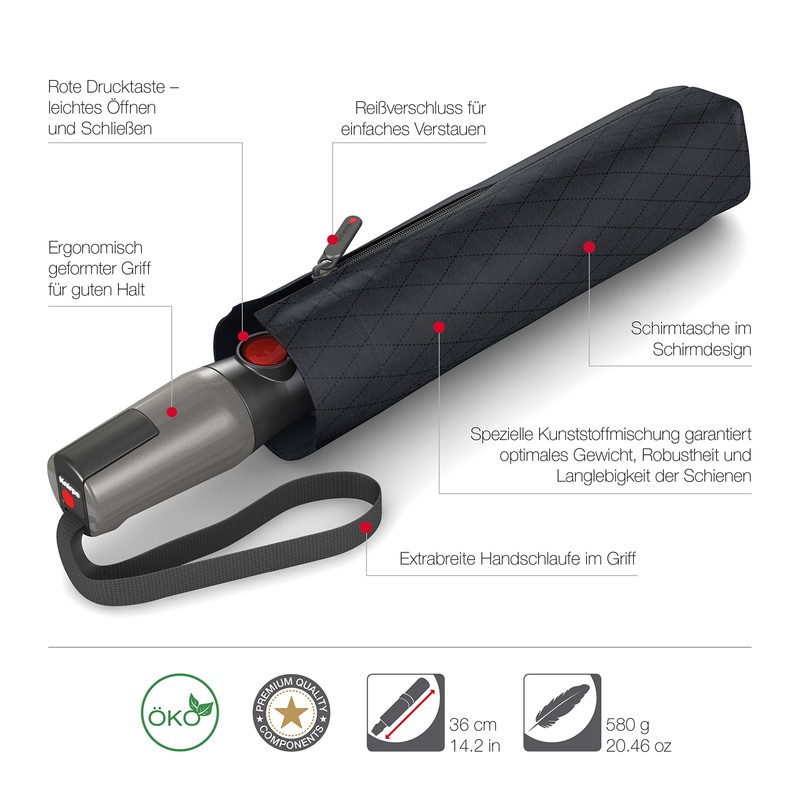 Knirps T.400 Pocket Umbrella Duomatic Men's Prints Pattern – Includes