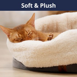 Petace Self Warming Cat Bed, 17.7" x 13.7" Anti-Slip Soft Round Thermal Pet Cushion Bed for Kittens & Small Puppy, Gray