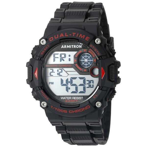 Armitron Sport Men's 40/8356RED Red Accented Digital Chronograph Black Resin