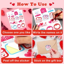 FLYAB Valentines Gift Tag Stickers for Kids - 44PCS to from Valentine Stickers for Gift Wrap Envelope Valentines Name Stickers for Adult Valentine Gift Labels Happy Valentines Day Stickers
