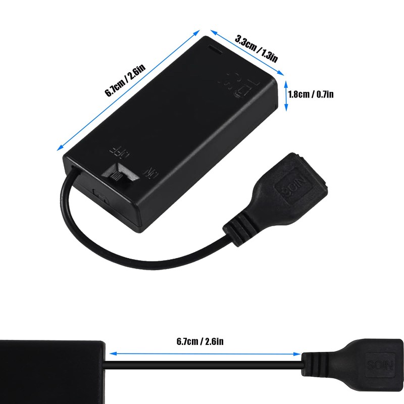 AEDIKO 2pcs 2 AA Battery Holder USB Switch 3V USB