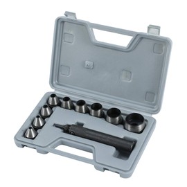 TOPWAY Hollow Punch Set 10 Pieces 5-32mm Heavy Duty Leather Hole Wad Punch Cutter with Puching Handle in Plastic Case for Watch Bands Leatherworking Belt Rubber Gaskets 405103