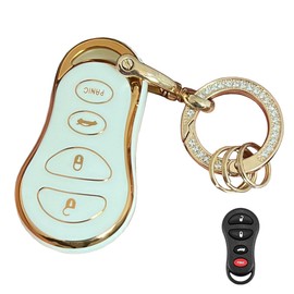 Rilnaewn Soft TPU for JEEP Key Fob Cover Fits for 1999-2004 Jeep Grand Cherokee Chrysler 300M Dodge Intrepid Smart Keys (4-Button-White)