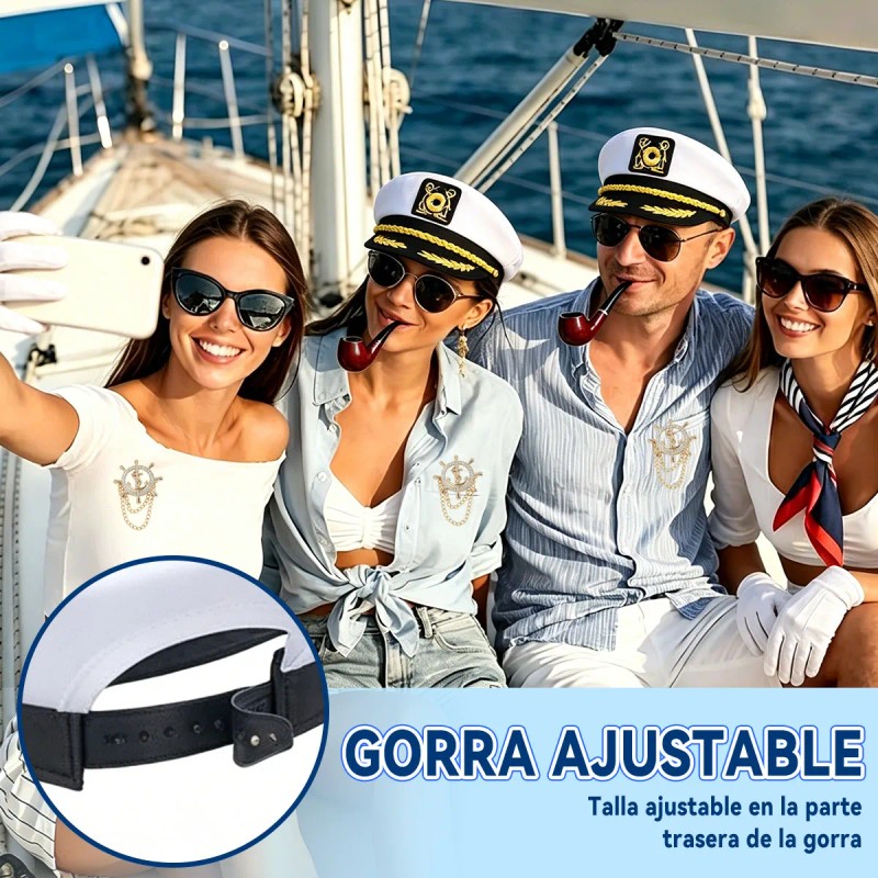 5 Set Sombrero Ajustable Capitan Marinero Gorro Gorra Yate