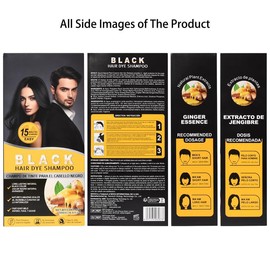 500 ml Ginger Black Hair Shampoo, 2-in-1 Half Time Hair Colour Colouring Shampoo, 5 Minutes Finish in the Last 30 Days