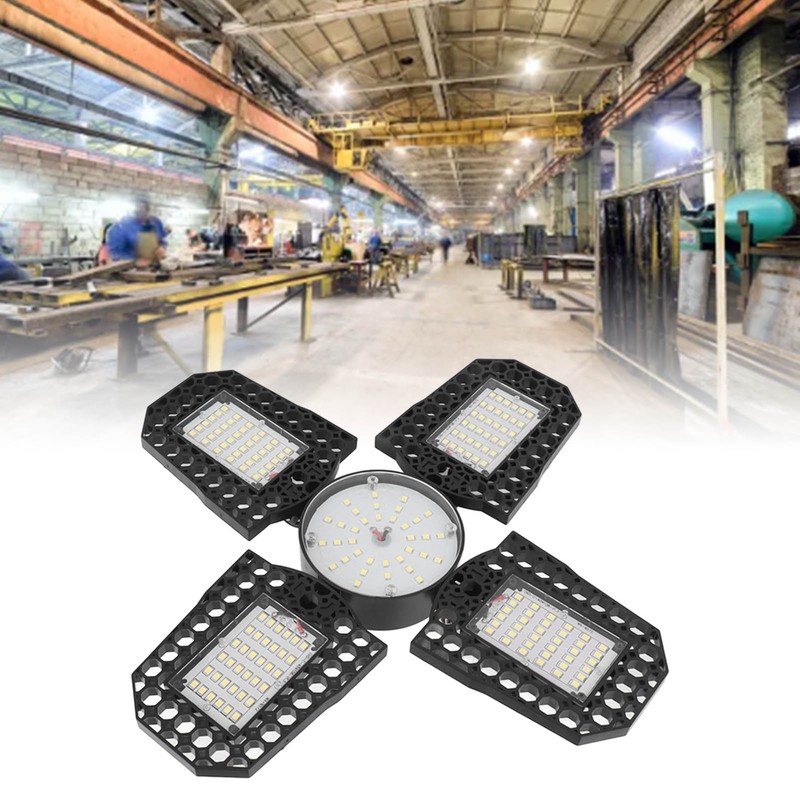 LED Garage Lights Foldable 4 Leaves 100W High Brightness Energy