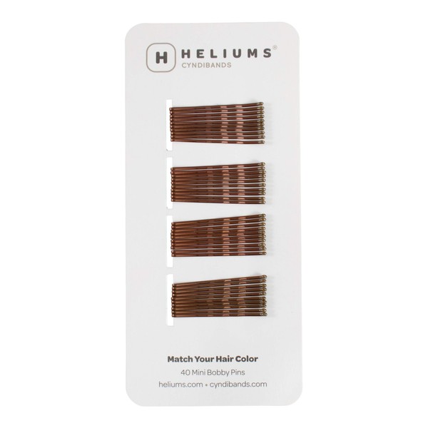 Heliums Small Brown Kirby Hair Grip, 3.75 cm Mini Bobby Pins - 40 Count