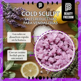 Sales Corporales para Vendas Frías - Cold Sculpt - Beauty Freedom -250g - Sales para Spa - Aceites Esencales de Romero, Lavanda y Pimienta Negra - Vit