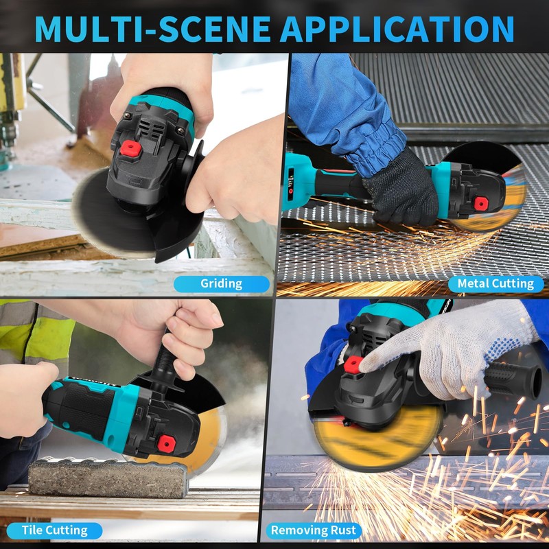 Hlrmsat Cordless Angle Grinder 5-Inch,21V Brushless Power Grinder Tool with