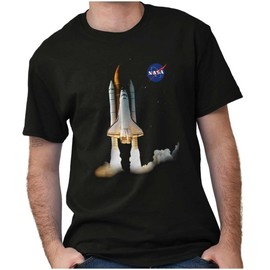 NASA Rocketship Launch Takeoff Graphic T Shirt Men or Women Black