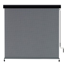 VICLLAX Premium Outdoor Roller Shade Solar Fabric Exterior Roller Shade for Porch Patio Balcony, Crank Operated with Aluminum Protective Valance(8' W X 8' L), Black Grey