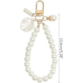 ZGLUZP 1Pc Pearl Keychain Phone Chain Pendant Shell Pearl Bag Keyring Hanging Ornament Car Key-Holder Charm Decor Accessories