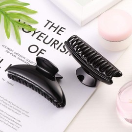 Frcolor Hair Claw Large Hair Clip Black Hair Accessories Tortoise Shell Claw Barrette Hair Ties Simple Set of 12 (Black)