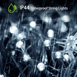 12M LED Solar Powered Fairy String Lights 100 Multicolor LEDs 8 Lighting Modes Waterproof Starry String LightsLight Color: Cool White