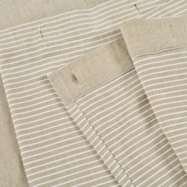 Lush Decor Beige Linen Woven Cotton Shower Curtain, Farmhouse Button Stripe, Yarn Dyed (72" x 72")