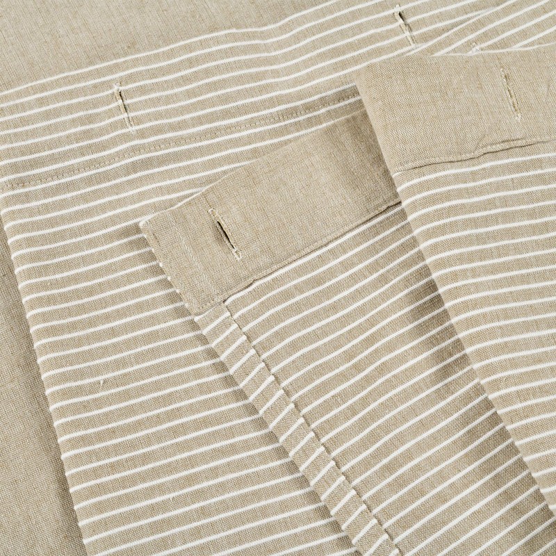 Lush Decor Beige Linen Woven Cotton Shower Curtain, Farmhouse Button