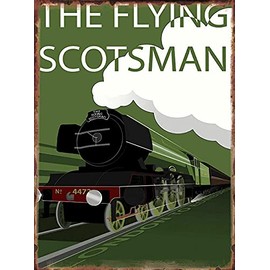 Retro Vintage Metal Tin Sign Scotsman Railway Sign Poster for Home Garden Kitchen Bar Cafe Restaurant Garage Wall Decor 16x12 Inch