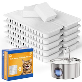 Cat Water Fountain Filters - 108oz/3.2L Cat Water Fountain, Stainless Steel Pet Fountain Dispenser for Cats, Dogs, Multiple Pets (10 pcs Filters)