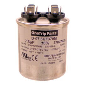 OneTrip Parts USA Run Capacitor 7.5 UF - 7.5 MFD 370 VAC Round