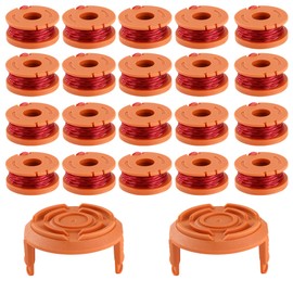 20 Pieces Grass Trimmer Spool, Grass Trimmer Thread, for All Worx Trimmers and 2 Pieces Trimmer Spool Cover, Worx Grass Trimmer Thread Model WA0010, Worx 20 V, Diameter 1.65 mm, 3 m Durable