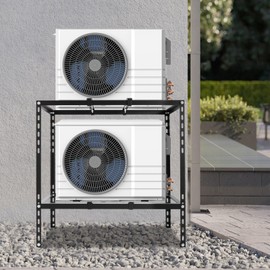 WUPYI Ground Stand for Mini Split Air Conditioners Heat Pump System,Double Levels Mini Split Support Bracket,Floor Stand Ground Mounting Bracket for 9000-18000 BTU (Black)