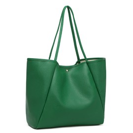 Dreubea Large Leather Tote Bag for Women - Big Work Bag, Spacious Minimalist Handbag, Tote Handbag for Office Green