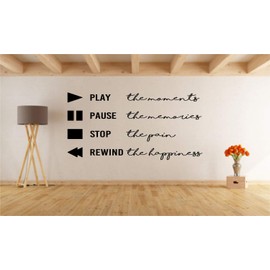 Play The Memories - Pause - Stop - Rewind - Quote Wall Art Vinyl Decal Sticker Made in USA