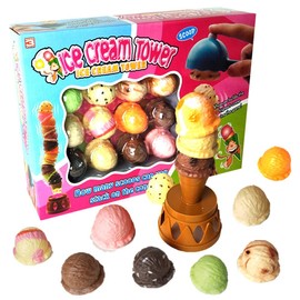 Mymiyou Ice Cream Stacking Tower Balance Game Food Pretend Play Toys Set for Kids