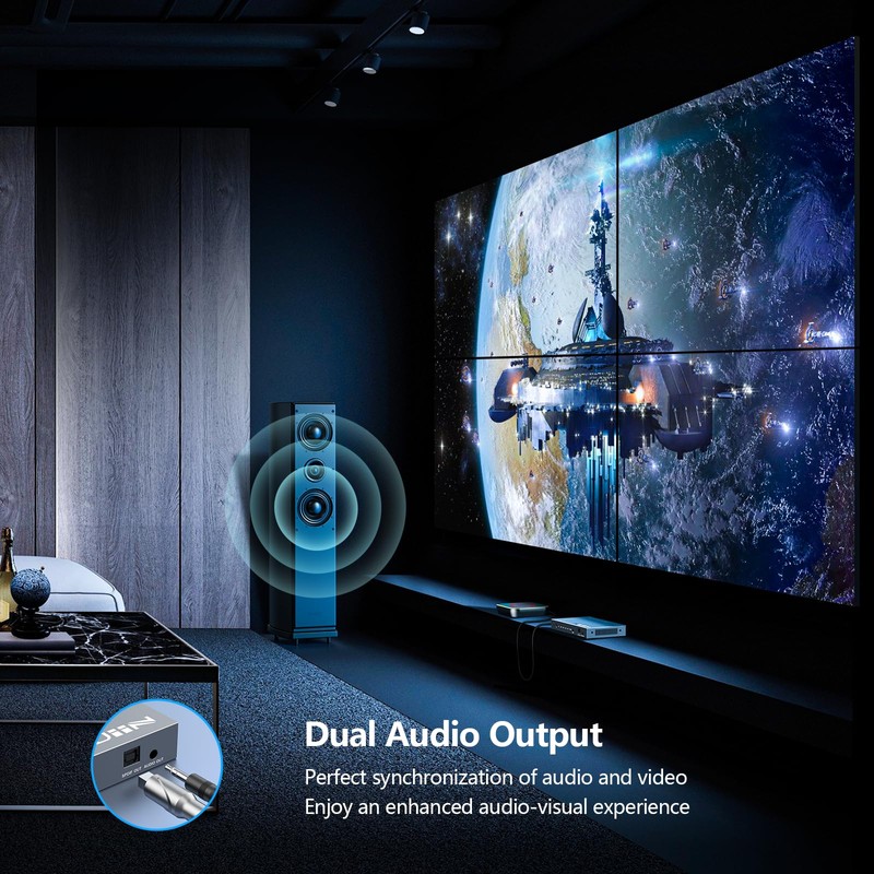 Riuiin 4K 30HZ 2x2 Video Wall Controller, HDMI Input with