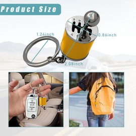 Kewucn Car Shifter Gear Keychain, Creative 6 Speed Manual Transmission Shift Lever Keyring, Auto Gearbox Shifter Key Chain (Yellow)