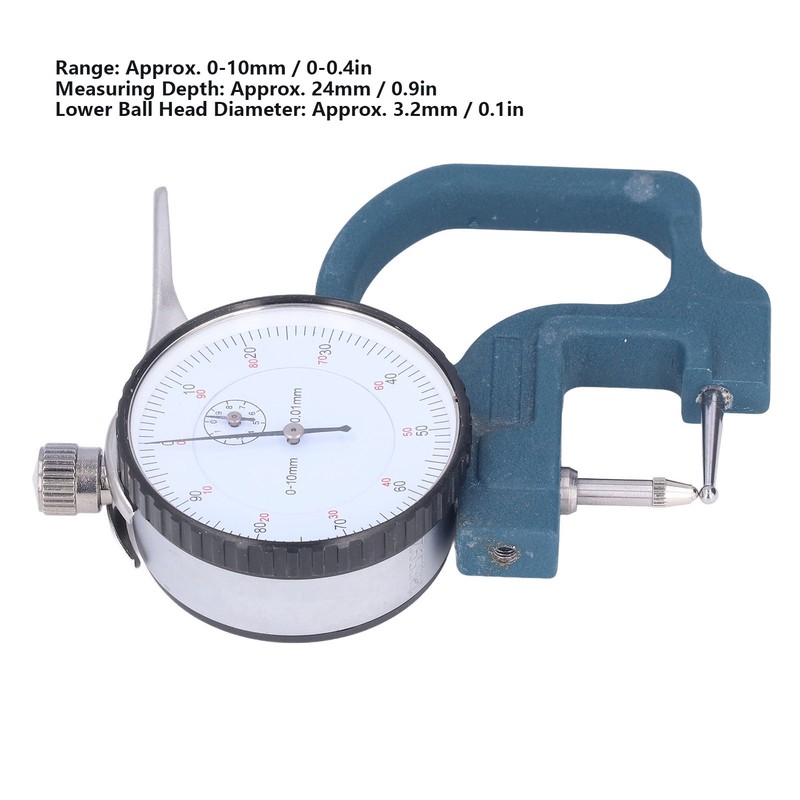 Thickness Gauge High Accuracy Round Dial Thickness Measuring Tool Aluminum
