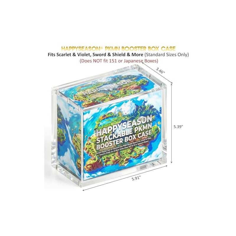 Happyseason Booster Box Acrylic Case, Magnetic Stacking Design, Rounded Edges,