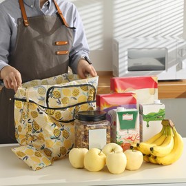 ECO CHIC Foldable Reusable Large Recycled Grocery Bags Lightweight Shopping Tote Bags with Storage Pouch (Colourful Sheep)