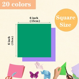 300 Sheets Origami Paper, 15 x 15 cm, Double-Sided, 20 Colours, Folding Paper, Square, Craft Paper, Colourful Paper, Origami Paper for Children, DIY, School, Art, Craft Projects, Children and Adults