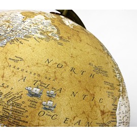 Replogle Morgan – Designer Series Globe, Old World Style Globe, Raised Relief, Charred Hardwood Base, Antique brass plated Semi-Meridian, Velvety texture ball (12"/30 cm diameter)