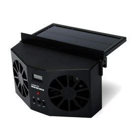 KACEPAR Solar Powered Car Exhaust Fan, Car Radiator Fan, Energy Saving Vent Radiator, 2W ABS Air Purifiers, Summer Radiator Cooling Tool - Black