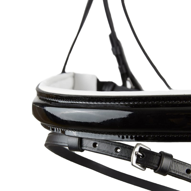 HORZE Grayson Classic Dressage Ergonomic Bridle - Black/White - Warmblood
