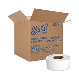 KIMBERLY-CLARK PROFESSIONAL Scott 100% Recycled Fiber JRT Jr. Bathroom Tissue, 2-Ply, 1000 ft, 12/Carton (67805)