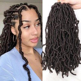 Samtress 30,5 cm vorgeschlungene Kunst-Lock-Zöpfe, 6 Packungen, dunkelbraun, Kunstlocken, Häkelhaar, weiche Locs für Damen, Göttin, Häkelhaar, gelockte Kunstlocken, Flechthaarverlängerung (#4)