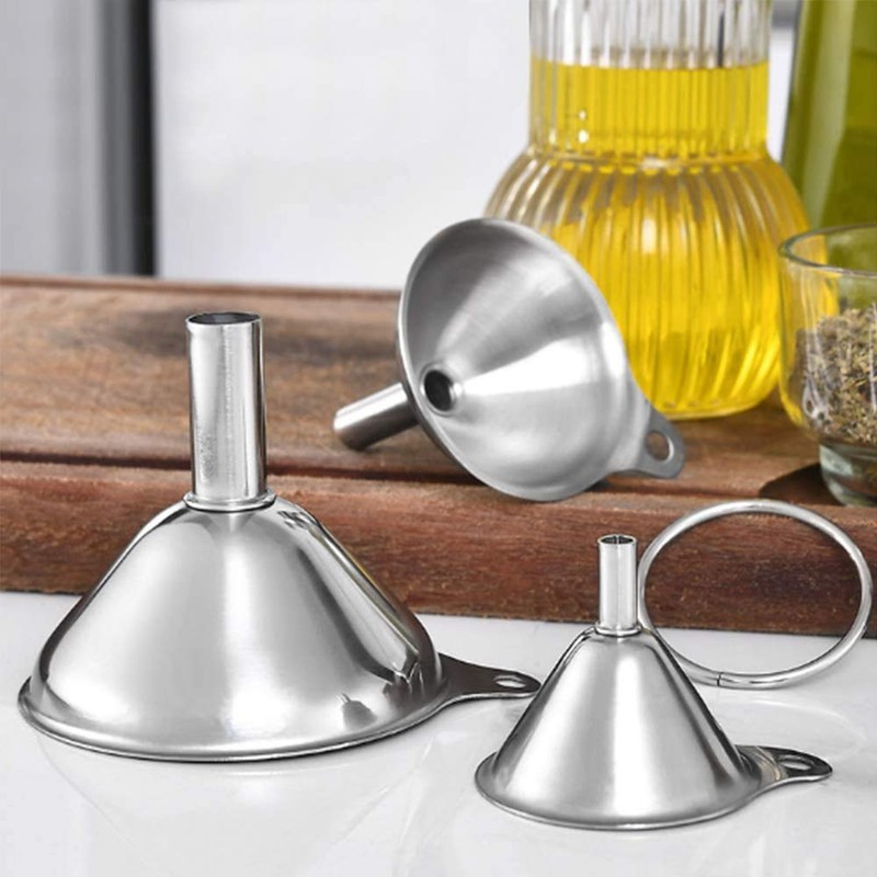 Stainless Steel Funnel, Pack of 3, Stackable Small Funnel, Kitchen