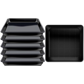MoMoSun 6 Pack of 10 Inch Square Plant Saucer, 6 8 10 12 Inch, Black Plant Drip Trays Heavy Duty, Plastic Plant Water Dray Tray,Flower Plant Pot Saucer for Indoor and Outdoor Plants(10", Black)
