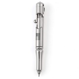 Cool Hand 5.1'' Bolt Action Cannon Style Tactical Pen with Clip and Glass Breaker, Satin Finish w/USA Flag